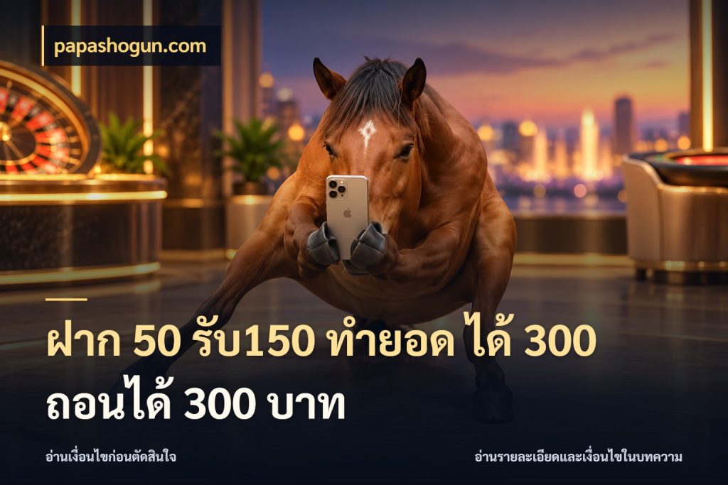 ฝาก 50 รับ150 ทำยอด ได้ 300 ถอนได้ 300 บาท papashogun.com สายโบนัสเลือกจังหวะสนุกได้อย่างไร