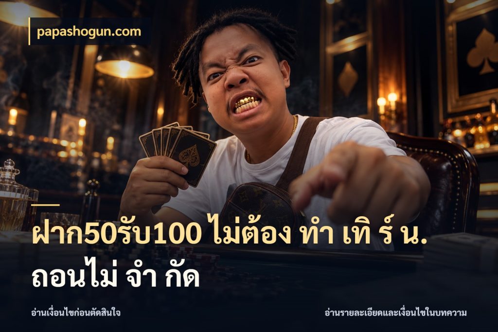 ฝาก50รับ100 ไม่ต้อง ทํา เทิ ร์ น. ถอนไม่ จํา กัด สีสันของโปรฝากและยอดรับ ในมุม papashogun.com