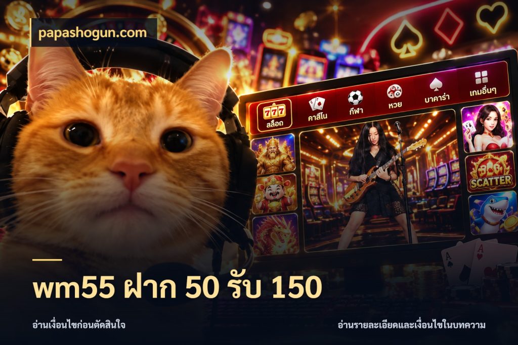 wm55 ฝาก 50 รับ 150 เปิดมุมโปรให้เข้ากับเกมแนวโปรด กับ papashogun.com