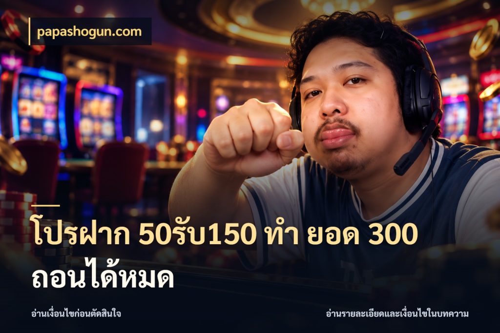 โปรฝาก 50รับ150 ทํา ยอด 300 ถอนได้หมด papashogun.com จับประเด็นยอดรับก่อนเลือกความสนุก