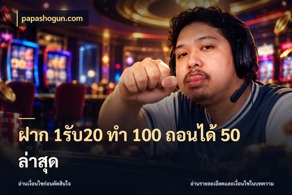 ฝาก 1รับ20 ทํา 100 ถอนได้ 50 ล่าสุด papashogun.com ยอดฝากและยอดรับในมุมของคนชอบลุ้น