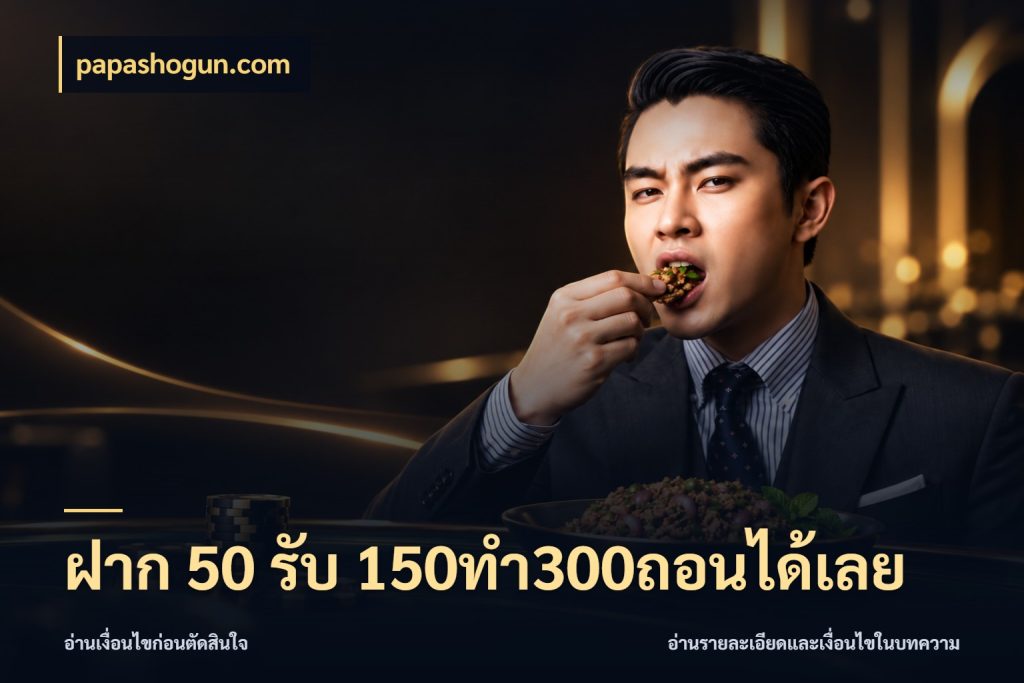 ฝาก 50 รับ 150ทำ300ถอนได้เลย โปรกับเกมที่ชอบเลือกให้ตรงสไตล์ ในมุม papashogun.com