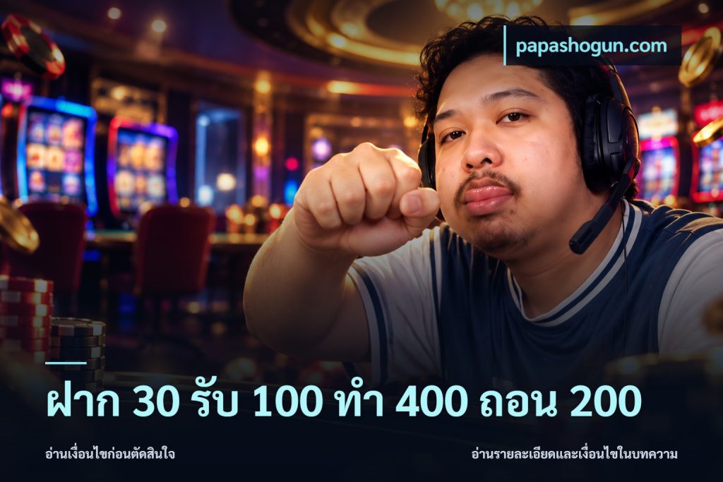 ฝาก 30 รับ 100 ทํา 400 ถอน 200