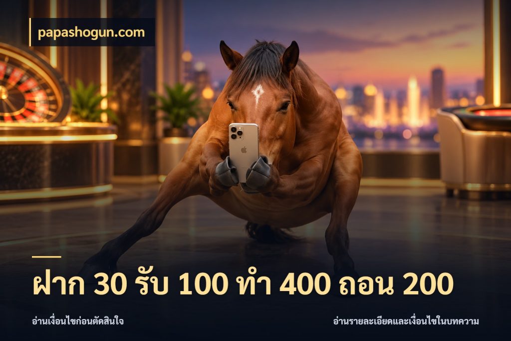 ฝาก 30 รับ 100 ทํา 400 ถอน 200 papashogun.com จับคู่โบนัสกับสไตล์เกมที่ชอบ