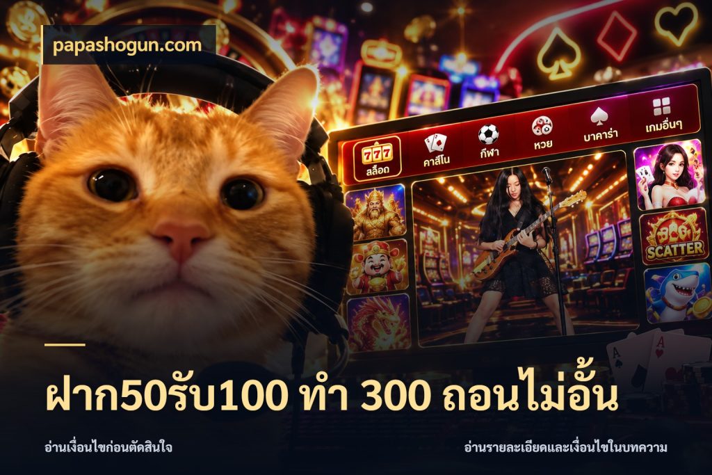 ฝาก50รับ100 ทํา 300 ถอนไม่อั้น จับคู่โบนัสกับสไตล์เกมที่ชอบ ในมุม papashogun.com