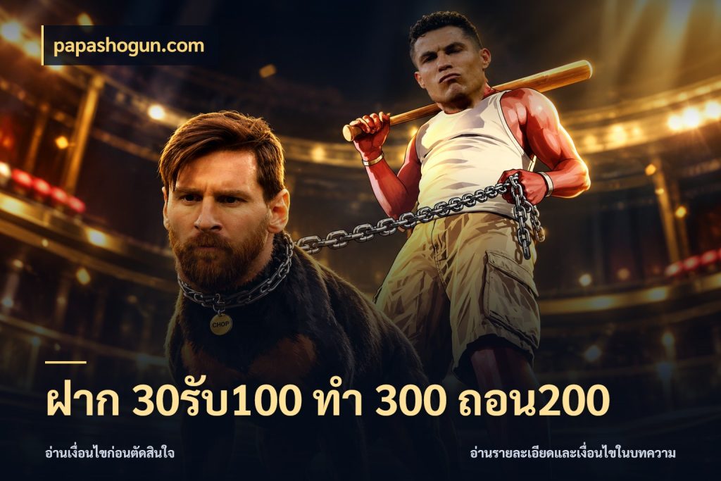 ฝาก 30รับ100 ทํา 300 ถอน200 สีสันของโปรฝากและยอดรับ ในมุม papashogun.com