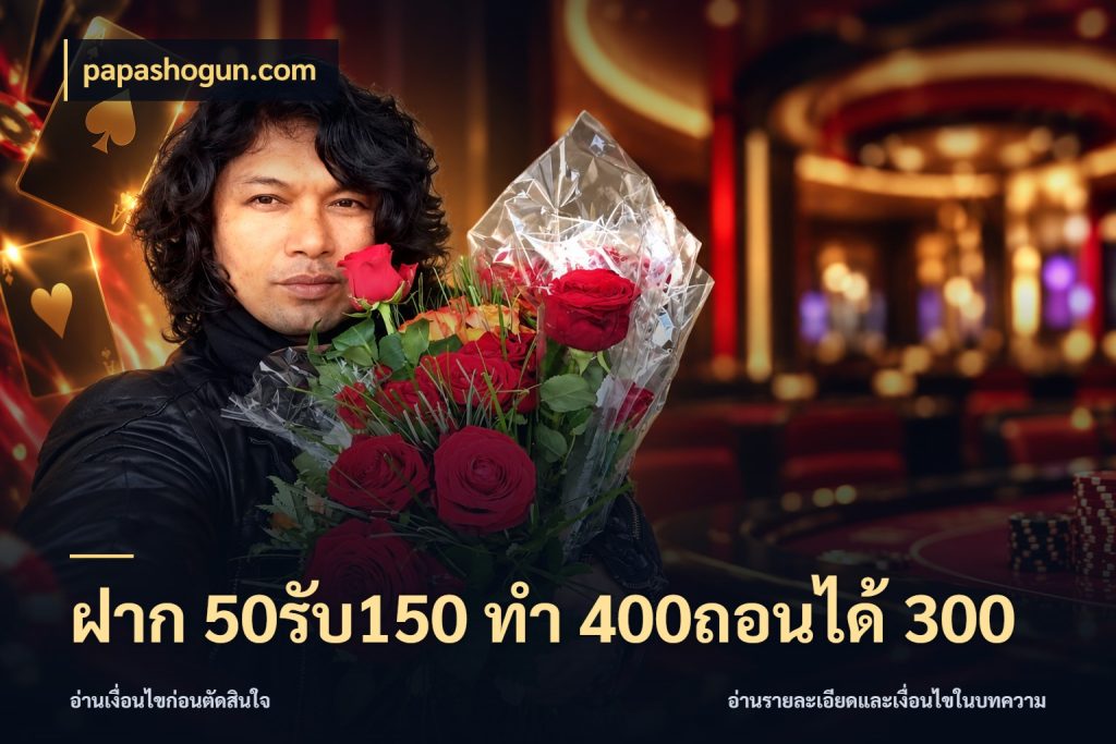ฝาก 50รับ150 ทํา 400ถอนได้ 300 สีสันของโปรฝากและยอดรับ กับ papashogun.com