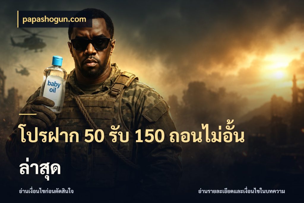 โปรฝาก 50 รับ 150 ถอนไม่อั้นล่าสุด โปรกับเกมที่ชอบเลือกให้ตรงสไตล์ ในมุม papashogun.com