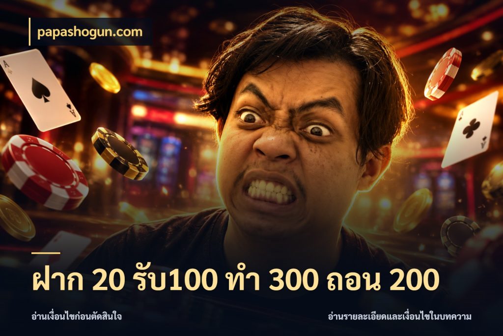 ฝาก 20 รับ100 ทํา 300 ถอน 200 จุดเด่นของเครดิตที่คนชอบเกมอยากรู้ กับ papashogun.com