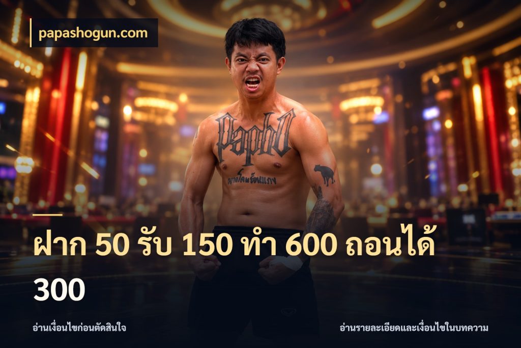 ฝาก 50 รับ 150 ทํา 600 ถอนได้ 300 สีสันของโปรฝากและยอดรับ สไตล์ papashogun.com