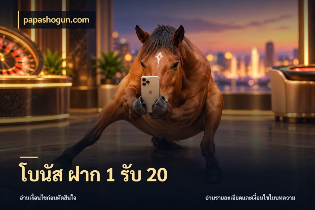 โบนัส ฝาก 1 รับ 20 เครดิตกับรูปแบบโปรที่ตรงใจ ในมุม papashogun.com