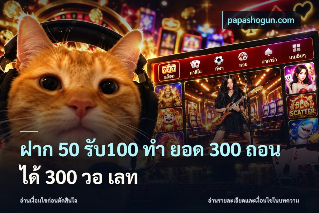 ฝาก 50 รับ100 ทํา ยอด 300 ถอนได้ 300 วอ เลท