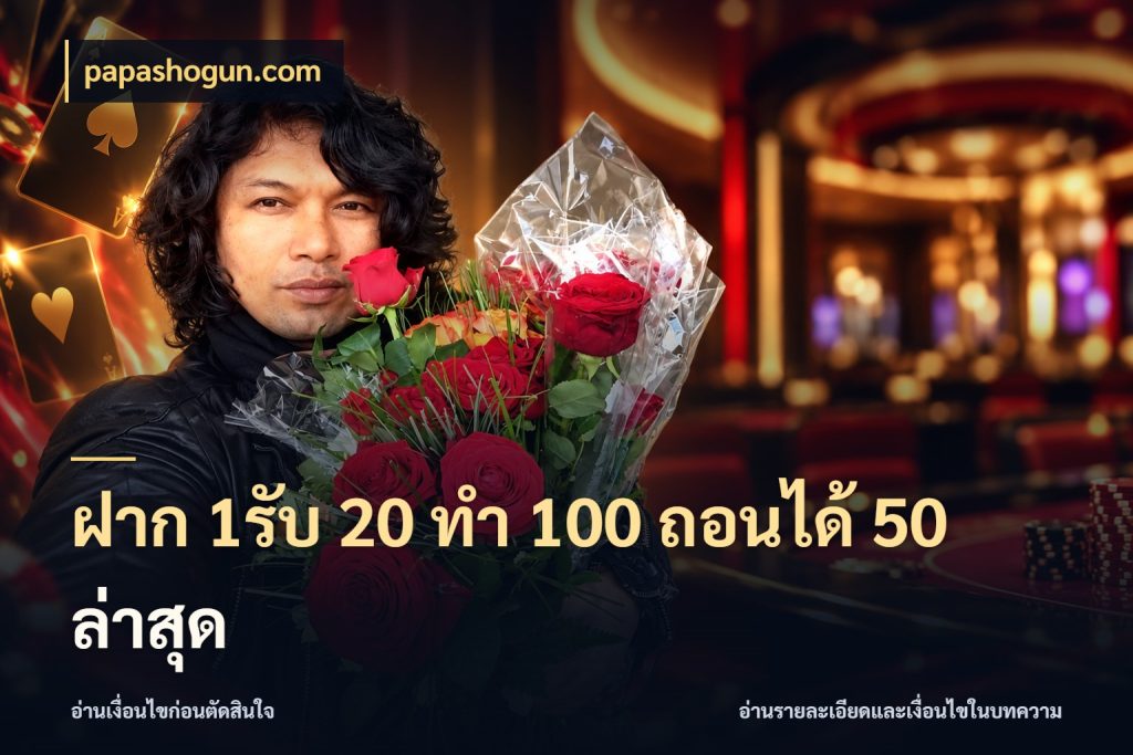 ฝาก 1รับ 20 ทำ 100 ถอนได้ 50 ล่าสุด โปรยอดรับที่สายเกมสนใจ สไตล์ papashogun.com