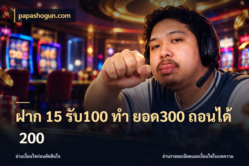 ฝาก 15 รับ100 ทํา ยอด300 ถอนได้ 200 papashogun.com จุดเด่นของเครดิตที่คนชอบเกมอยากรู้