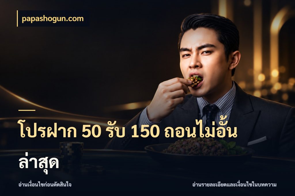 โปรฝาก 50 รับ 150 ถอนไม่อั้น ล่าสุด papashogun.com สีสันของโปรฝากและยอดรับ
