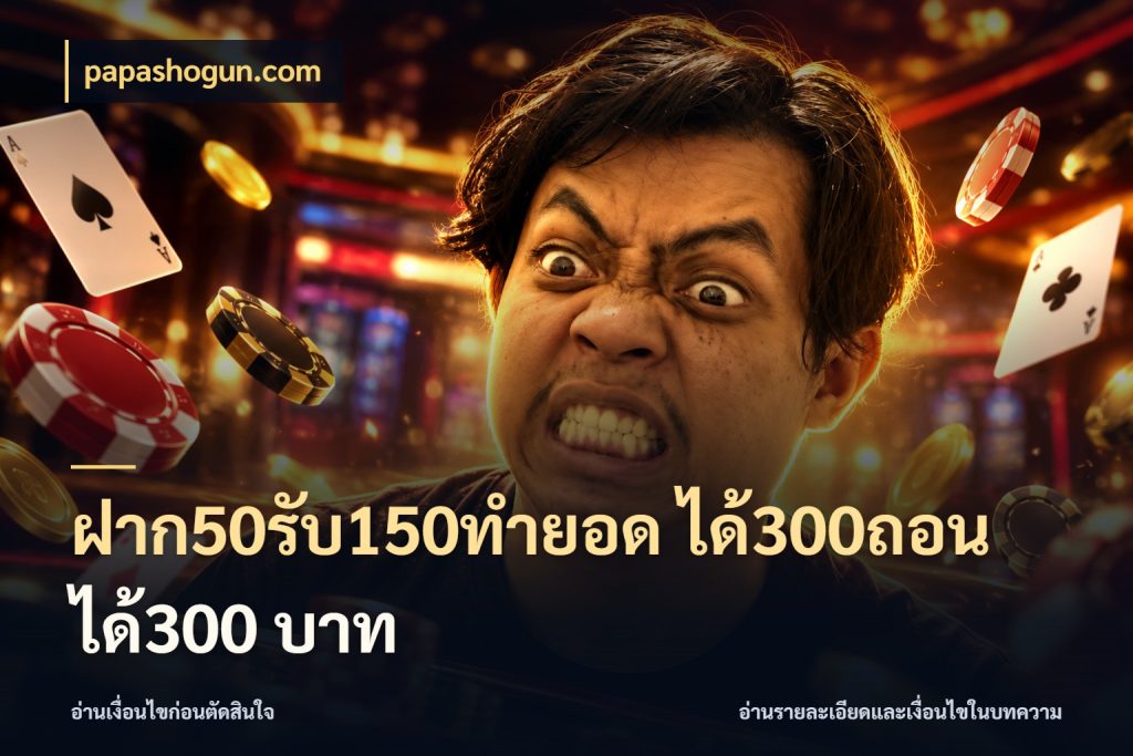 ฝาก50รับ150ทำยอด ได้300ถอนได้300 บาท papashogun.com สายโบนัสเลือกจังหวะสนุกได้อย่างไร