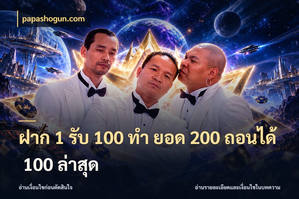 ฝาก 1 รับ 100 ทํา ยอด 200 ถอนได้ 100 ล่าสุด จับประเด็นยอดรับก่อนเลือกความสนุก สไตล์ papashogun.com
