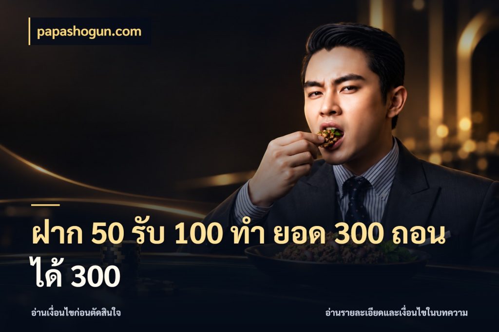 ฝาก 50 รับ 100 ทํา ยอด 300 ถอนได้ 300 โปรยอดรับที่สายเกมสนใจ กับ papashogun.com