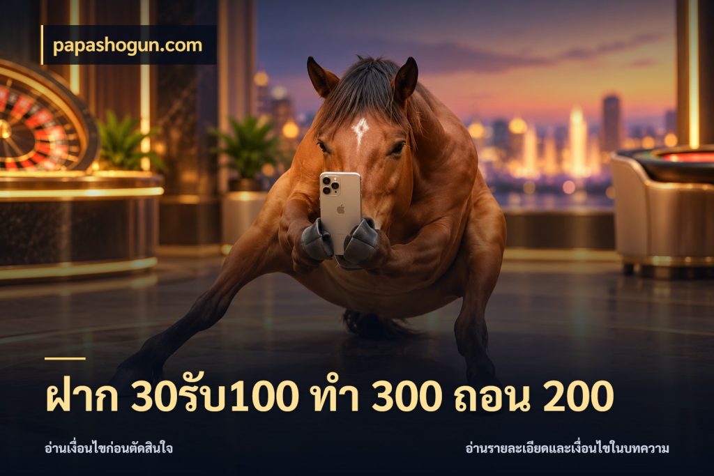 ฝาก 30รับ100 ทํา 300 ถอน 200 จุดเด่นของเครดิตที่คนชอบเกมอยากรู้ กับ papashogun.com