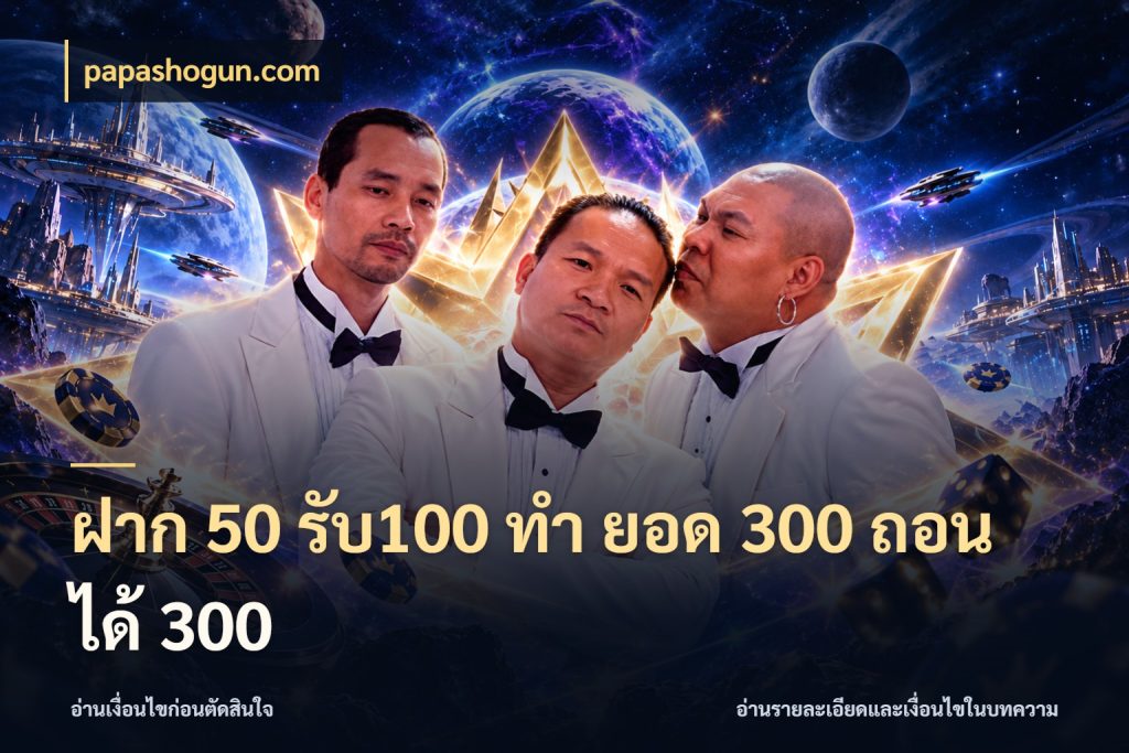 ฝาก 50 รับ100 ทํา ยอด 300 ถอนได้ 300 โปรยอดรับที่สายเกมสนใจ สไตล์ papashogun.com