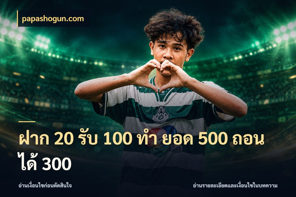 ฝาก 20 รับ 100 ทํา ยอด 500 ถอนได้ 300 รูปแบบโบนัสกับสิทธิ์ของสายเกม กับ papashogun.com
