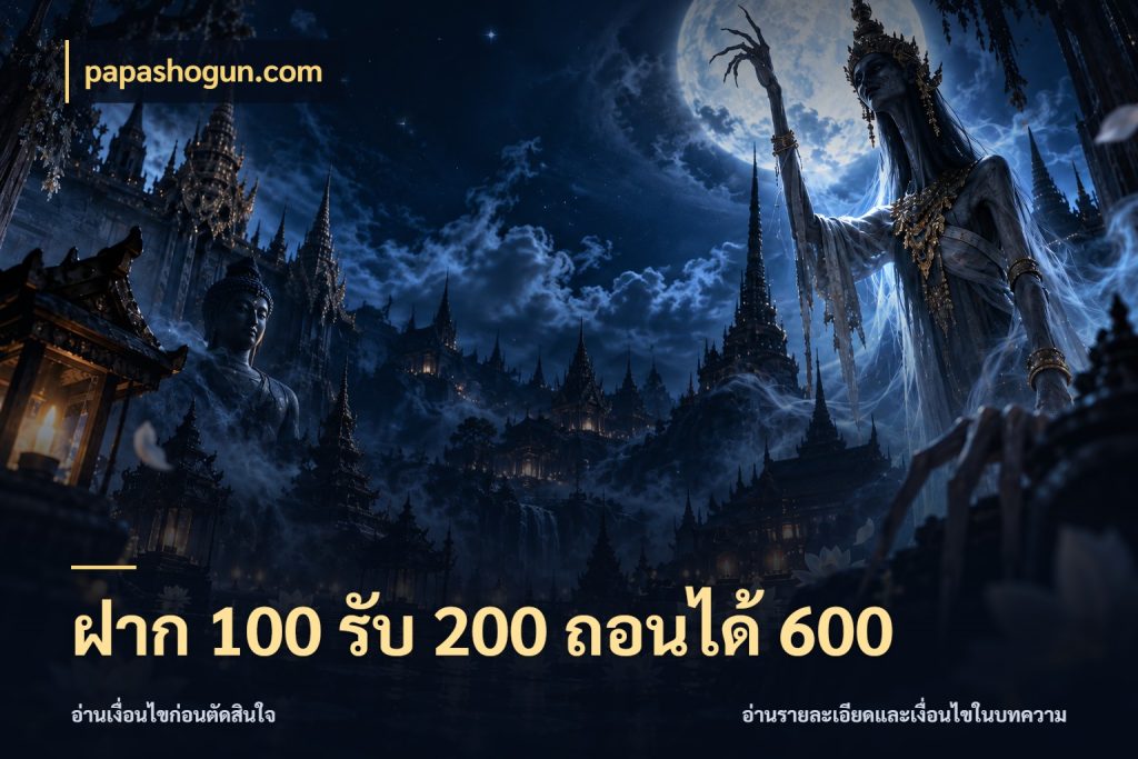 ฝาก 100 รับ 200 ถอนได้ 600 โปรยอดรับที่สายเกมสนใจ ในมุม papashogun.com