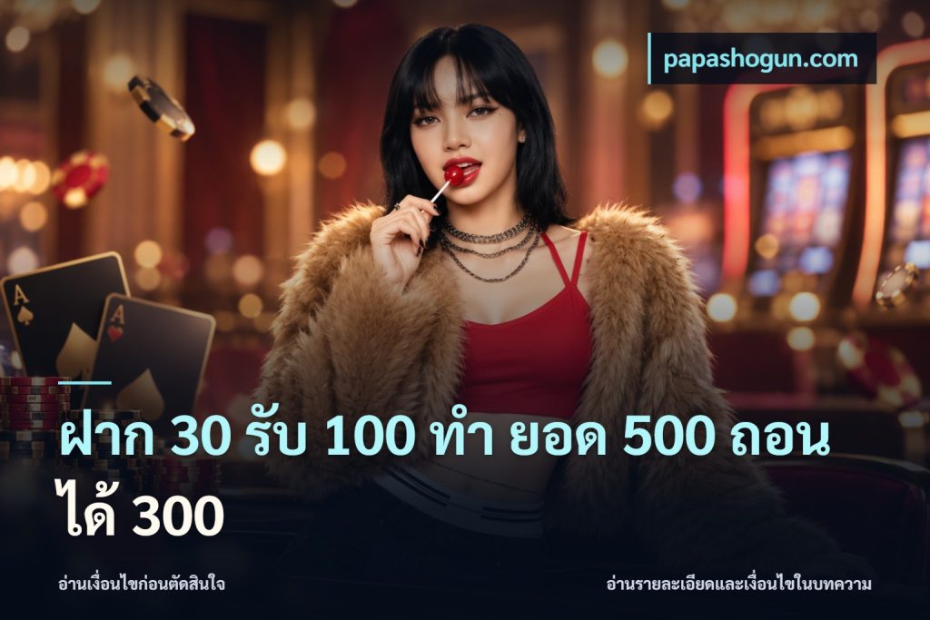 ฝาก 30 รับ 100 ทํา ยอด 500 ถอนได้ 300
