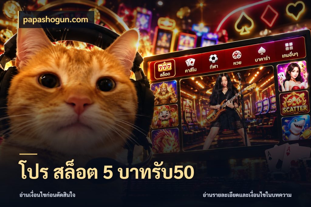 โปร สล็อต 5 บาทรับ50 จุดเด่นของเครดิตที่คนชอบเกมอยากรู้ ในมุม papashogun.com