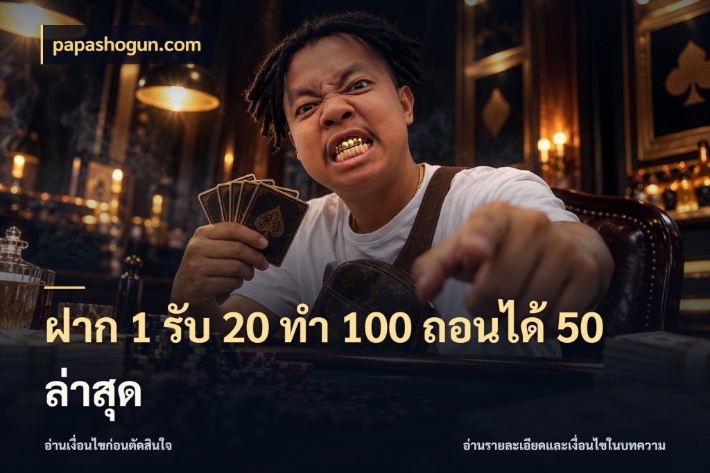 ฝาก 1 รับ 20 ทำ 100 ถอนได้ 50 ล่าสุด สนุกกับตัวเลือกโปรในสไตล์ของคุณ ในมุม papashogun.com